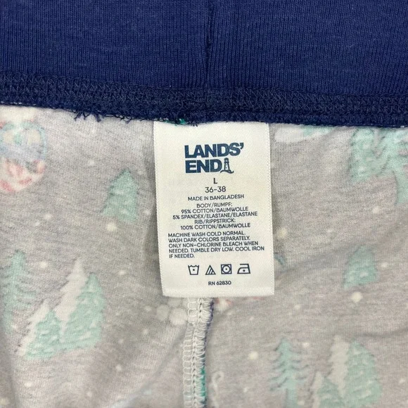 Lands End Gnome Skiing Christmas Pajama Pants Joggers Navy Blue Size‎ L 36 38 - Picture 10 of 14